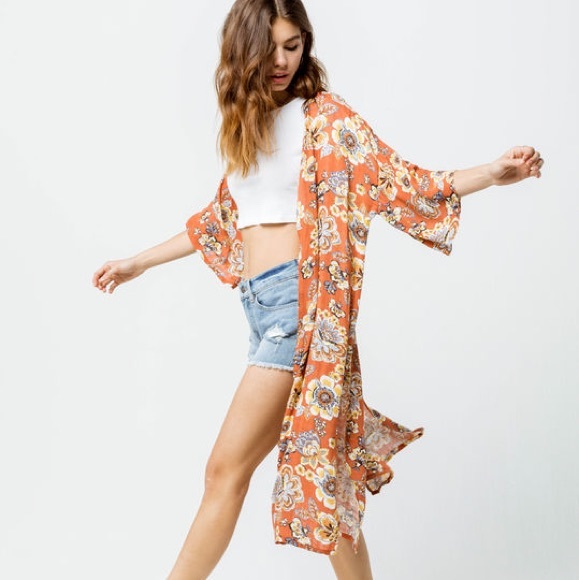 HP! NWT H.I.P. Boho Floral Kimono - Picture 2 of 4
